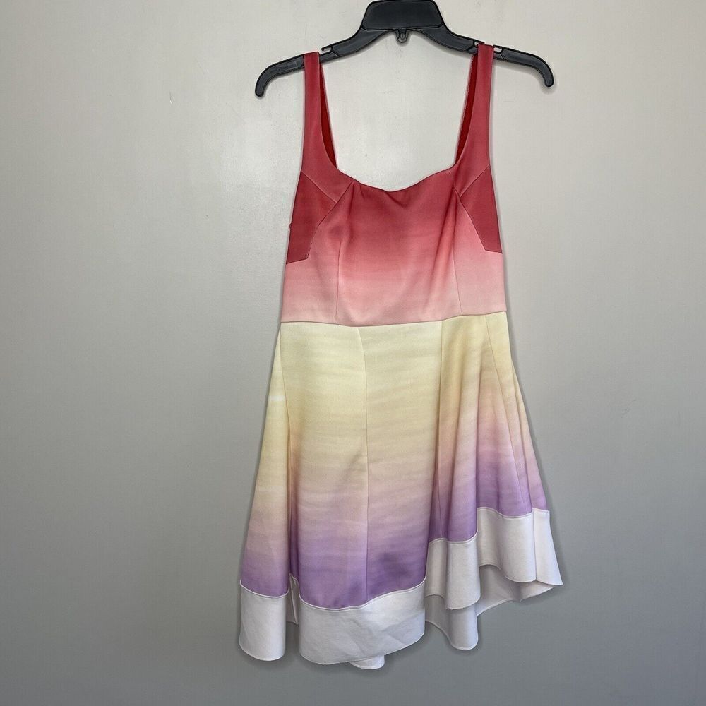 ESTEBAN CORTAZAR Dress Womens 10 Ombre Flamenco Sleeveless Scoop Red Purple